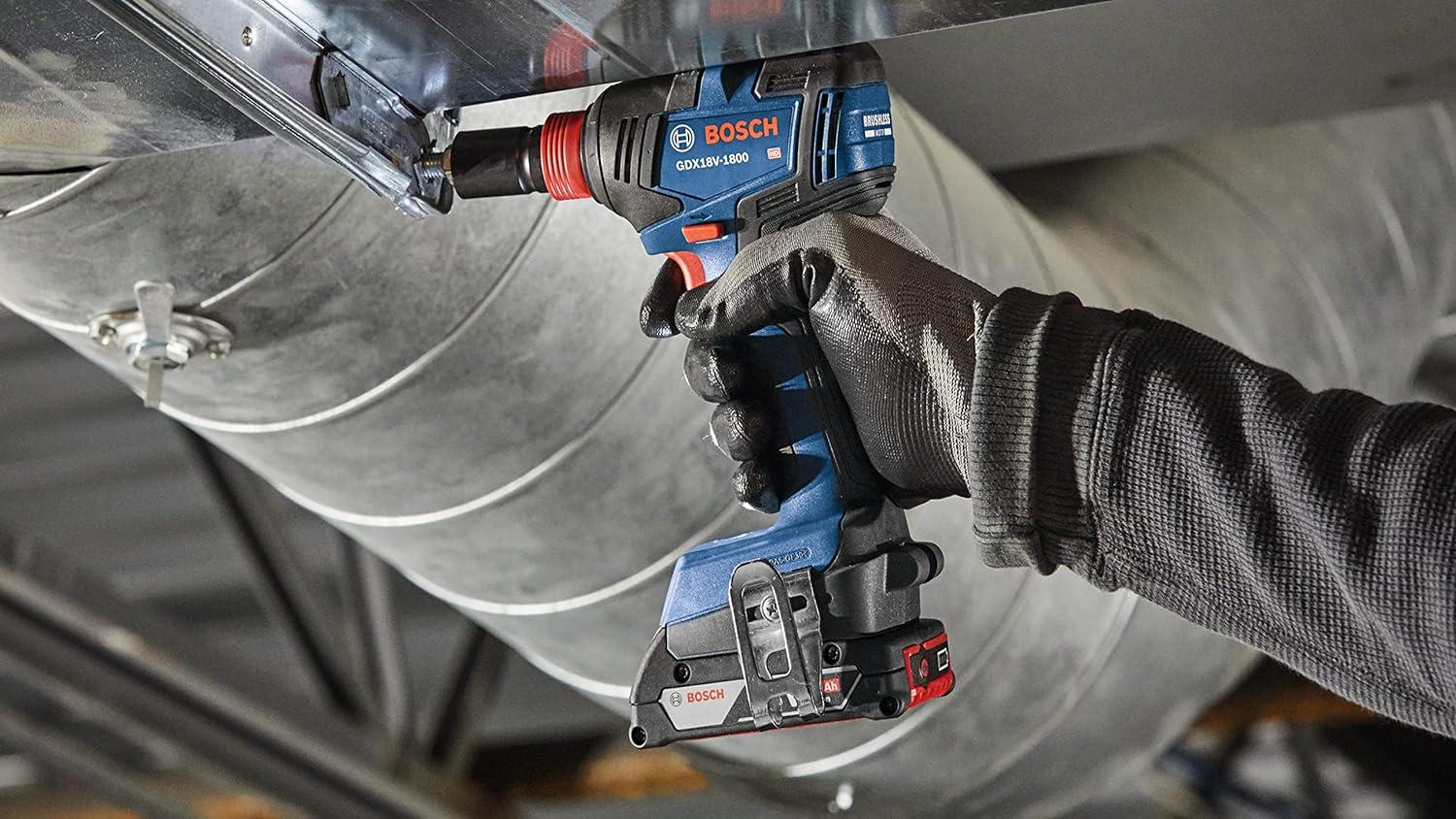 imageBosch GDX18V1800B12 18V TwoInOne 14 In and 12 In BitSocket Impact DriverWrench Kit with 2 Ah Standard Power Battery