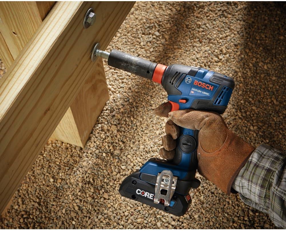 imageBosch GDX18V1800B12 18V TwoInOne 14 In and 12 In BitSocket Impact DriverWrench Kit with 2 Ah Standard Power Battery