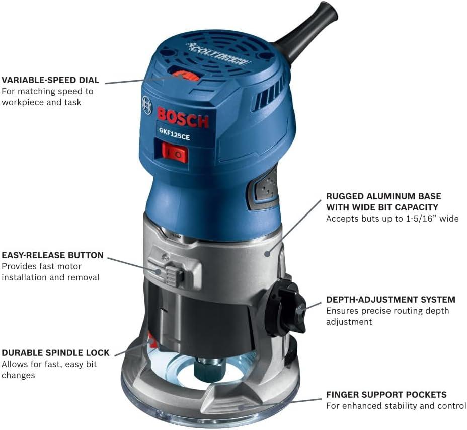 imageBosch GKF125CEK Colt 125 HP Max VariableSpeed Palm Router Kit