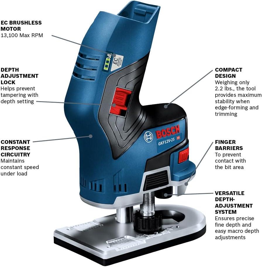 imageBosch GKF12V25N 12V Max EC Brushless Palm Edge Router Bare Tool