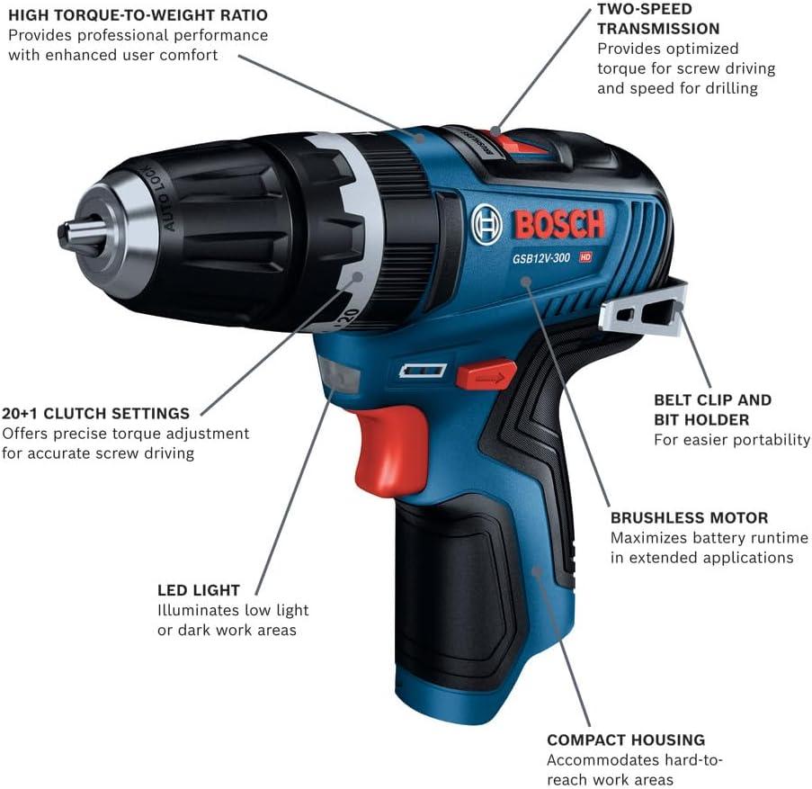 imageBosch GSB12V300N 12V Max Brushless 38 In Hammer DrillDriver Bare ToolIndustrial