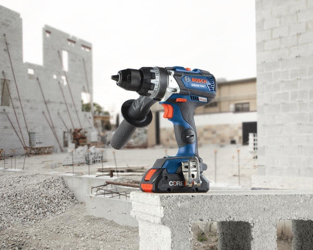 imageBosch GSB18V755CB25 18V EC Brushless ConnectedReady Brute Tough 12 In Hammer DrillDriver Kit with 2 CORE18V Batteriesw 2 18V 4 Ah Batteries