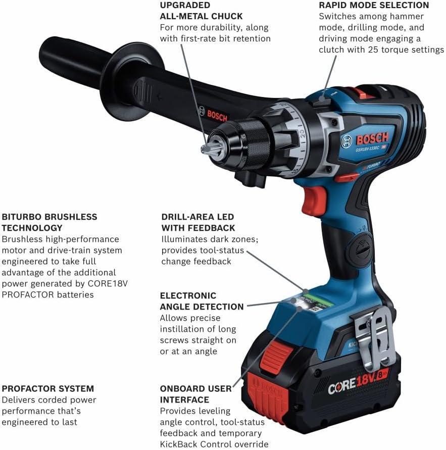 imageBosch GSR18V1330CN PROFACTOR 18V ConnectedReady 12 In DrillDriver Bare ToolDrillDriver Kit