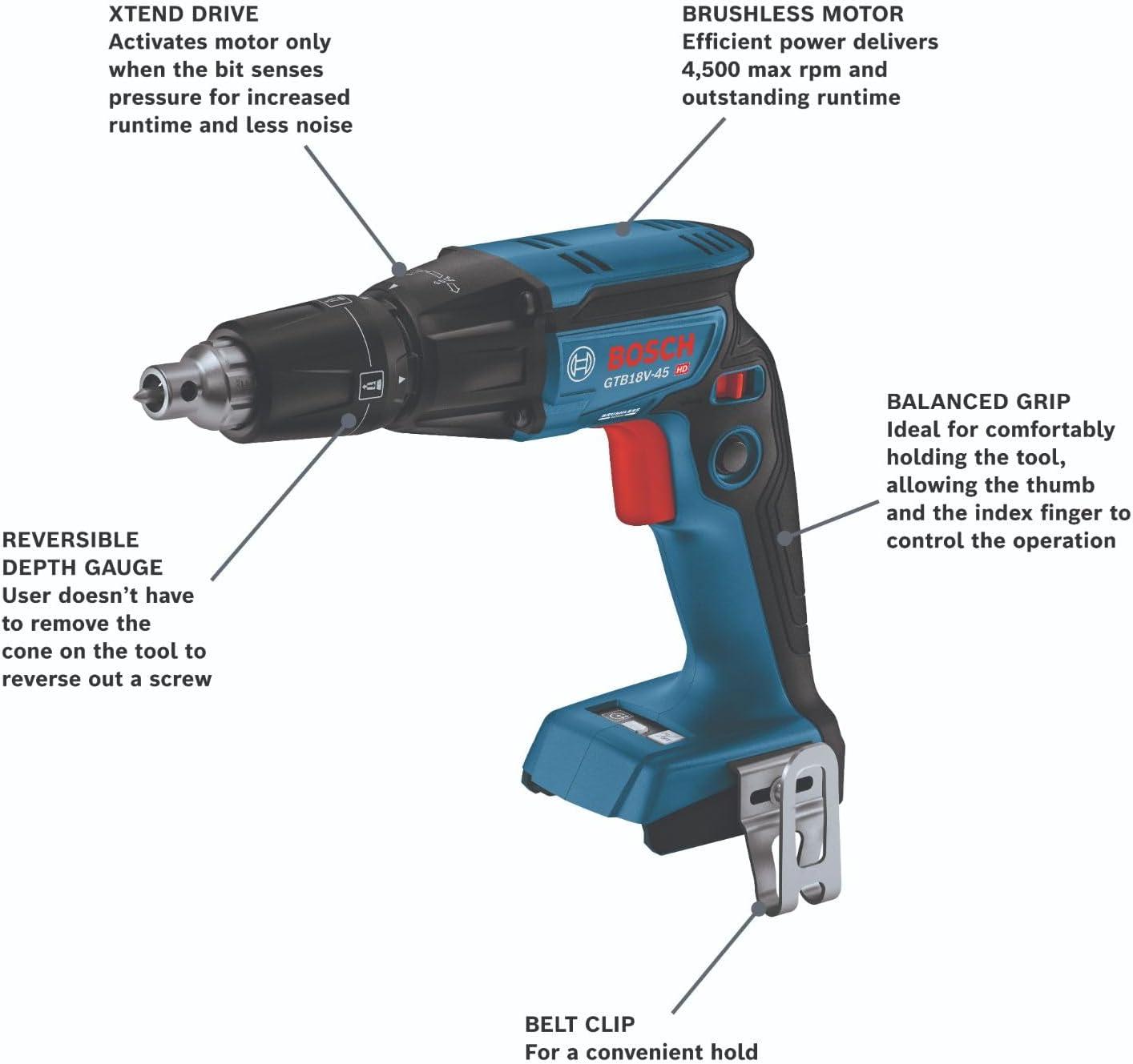 imageBosch GTB18V45B15 18V Brushless 14 In Hex Screwgun Kit with 1 CORE18V 4 Ah Advanced Power Battery