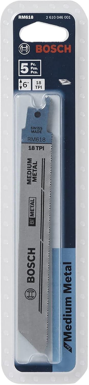 imageBosch RM618 6Inch 18T Metal Cutting reciprocating Saw Blades 5 Pack Blue