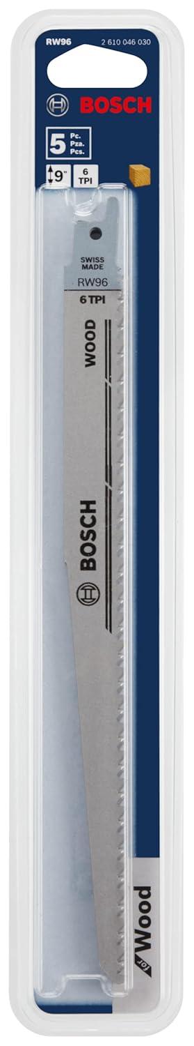 imageBosch RW96 5Piece 9 in 6 TPI Wood Reciprocating Saw Blade9