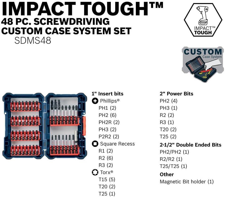imageBosch SDMS44 44Piece Assorted Impact Tough Screwdriving Custom Case System Set for Screwdriving ApplicationsScrewdriving