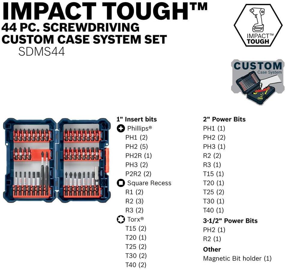 imageBosch SDMS44 44Piece Assorted Impact Tough Screwdriving Custom Case System Set for Screwdriving ApplicationsScrewdriving
