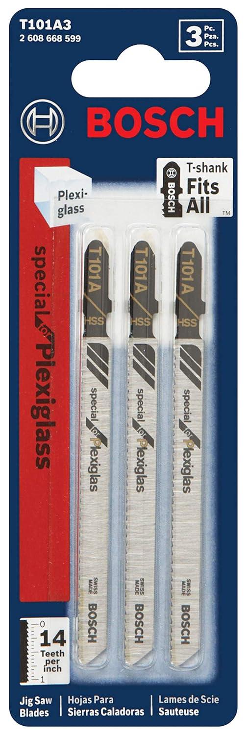 imageBosch T101A3 3Piece 4 In 14 TPI Special for Plexiglas TShank Jig Saw Blades4 14 TPI 3 pcs