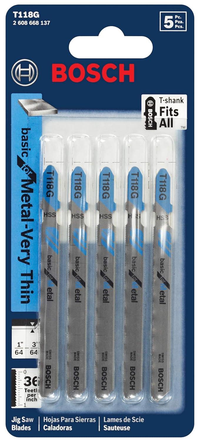 imageBosch T118G 5 pc 358 in 36 TPI Basic for Metal TShank Jig Saw Blades5 Count Pack of 2