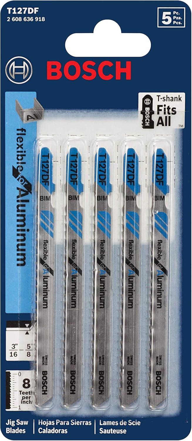 imageBosch T118GFS 5Piece 314 in 36 TPI Basic for Stainless Steel TShank Jig Saw BladesAluminium