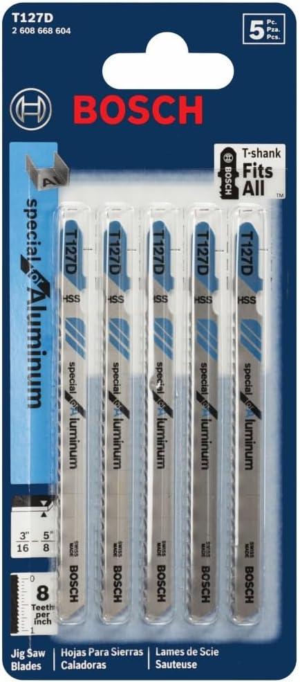 imageBosch T118GFS 5Piece 314 in 36 TPI Basic for Stainless Steel TShank Jig Saw BladesAluminium