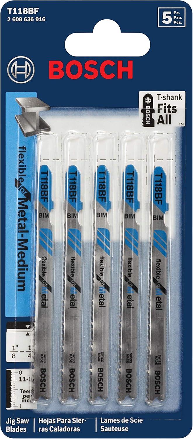 imageBosch T118GFS 5Piece 314 in 36 TPI Basic for Stainless Steel TShank Jig Saw BladesFlexible Cuts for Metal