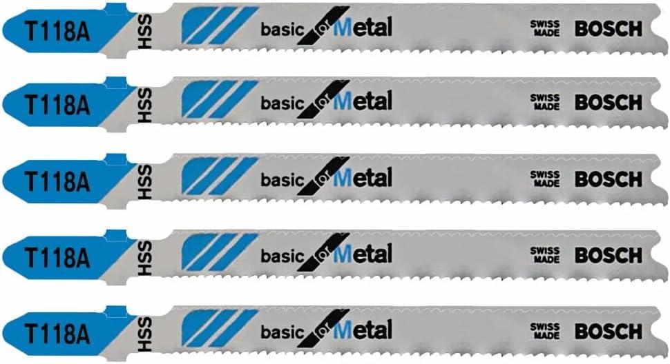 imageBosch T118GFS 5Piece 314 in 36 TPI Basic for Stainless Steel TShank Jig Saw BladesStraight Cuts for Metal