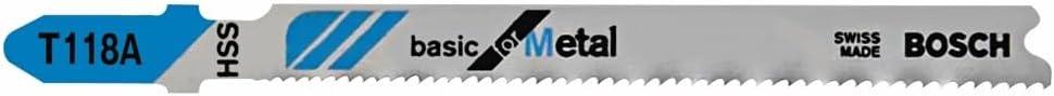 imageBosch T118GFS 5Piece 314 in 36 TPI Basic for Stainless Steel TShank Jig Saw BladesStraight Cuts for Metal