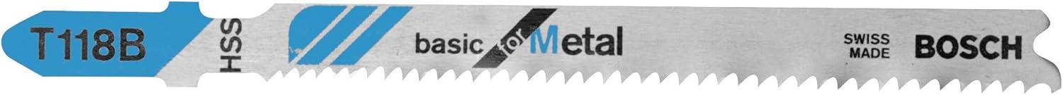 imageBosch T118GFS 5Piece 314 in 36 TPI Basic for Stainless Steel TShank Jig Saw BladesStraight Cuts for Metal