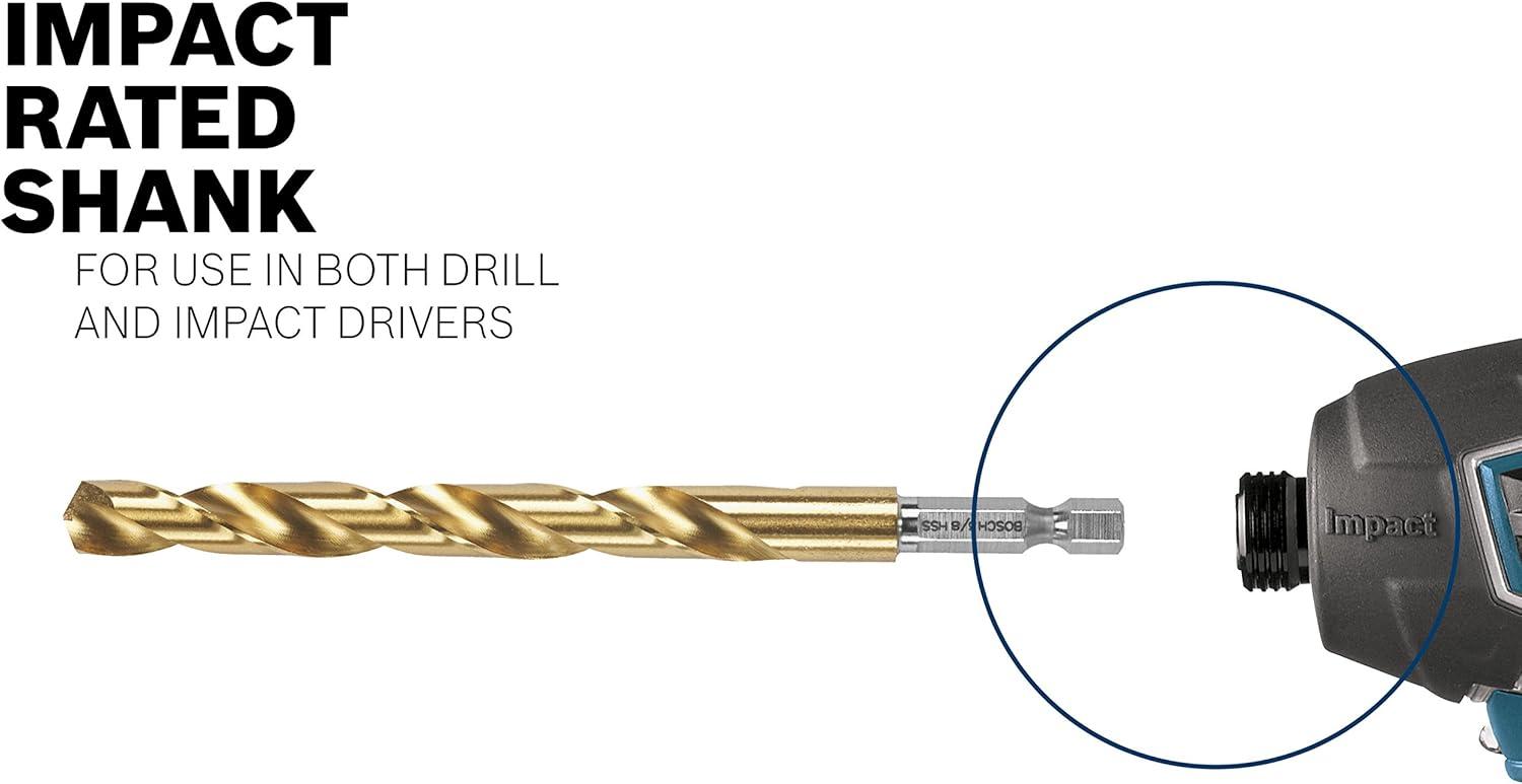 imageBosch TI9IM 9 Pc Impact Tough Titanium Nitride Coated Drill Bit Set564 Diameter
