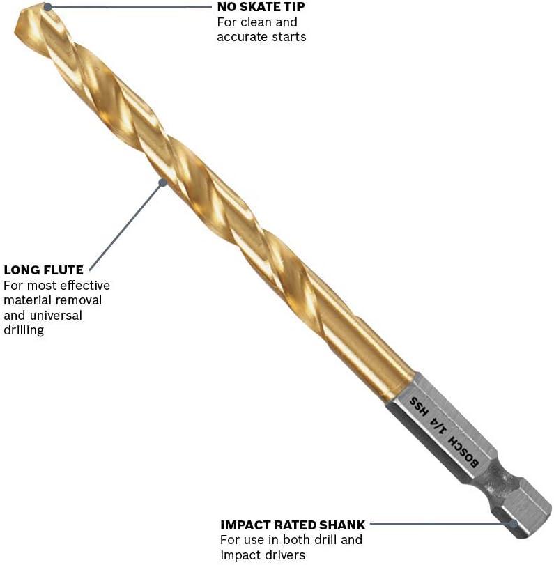 imageBosch TI9IM 9 Pc Impact Tough Titanium Nitride Coated Drill Bit Set564 Diameter
