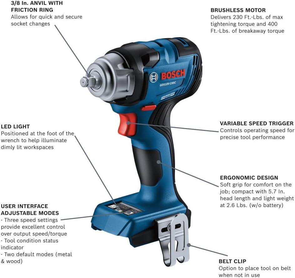 imageGDS18V230CN 18V 38 In Impact Wrench with Friction Ring Bare ToolIndustrial