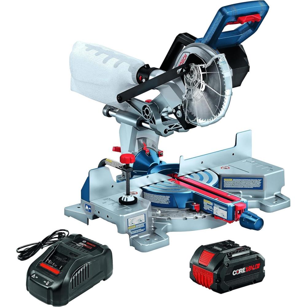 imageBOSCH GCM18V07SN PROFACTOR 18V 714 In SingleBevel Slide Miter Saw Mobile Cordless Solution 334 In Nested Crown Cutting 814 In Crosscut Capacity Bare Toolw 18V 8 Ah Battery
