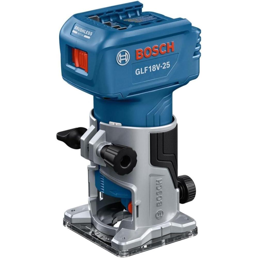 imageBOSCH GLF18V25N 18V Laminate Trim Router Powerful Brushless Motor 1000030000 RPM Lightweight Ergonomic Enhanced Dust Extraction Quick Depth Adjustments for Precise Trimming