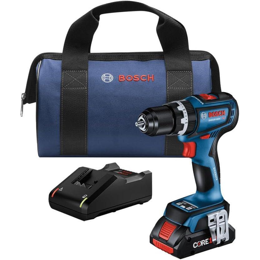 imageBOSCH GSB18V800CB14 12 In Brushless ConnectedReady Hammer DrillDriver Kit with 1 CORE18V 4 Ah Advanced Power Batteryw 1 18V 4 Ah Battery