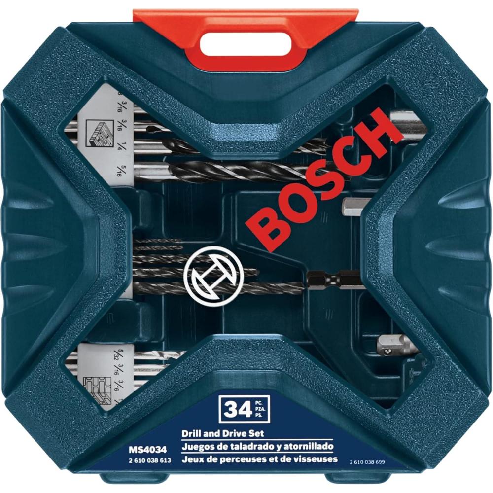 imageBOSCH MS4034 34Piece Drilling and Driving Mixed Set with Included Case for Applications in Wood Metal Masonry34Piece Set