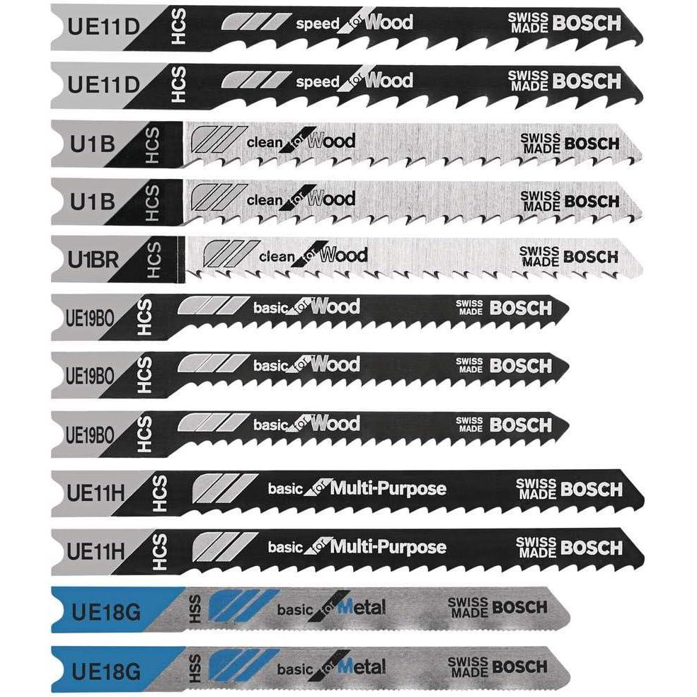 imageBOSCH U12BC 12Piece UShank Jigsaw Blade Assorted Set Ideal for ThinMetal Cutting and Wood Applications