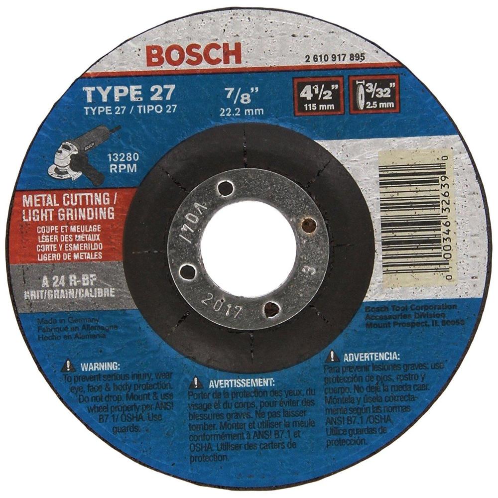 imageBosch CG27M450 412 In 332 In 78 In Arbor Type 27 24 Grit Light GrindingMetal Cutting Abrasive Wheel