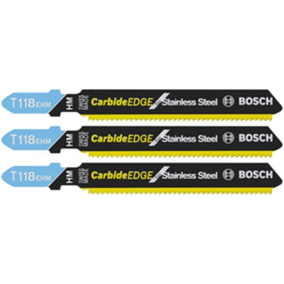imageBosch T118EHM3 3 pc 314 in 14 TPI Carbide Edge for Stainless Steel TShank Jig Saw Blades