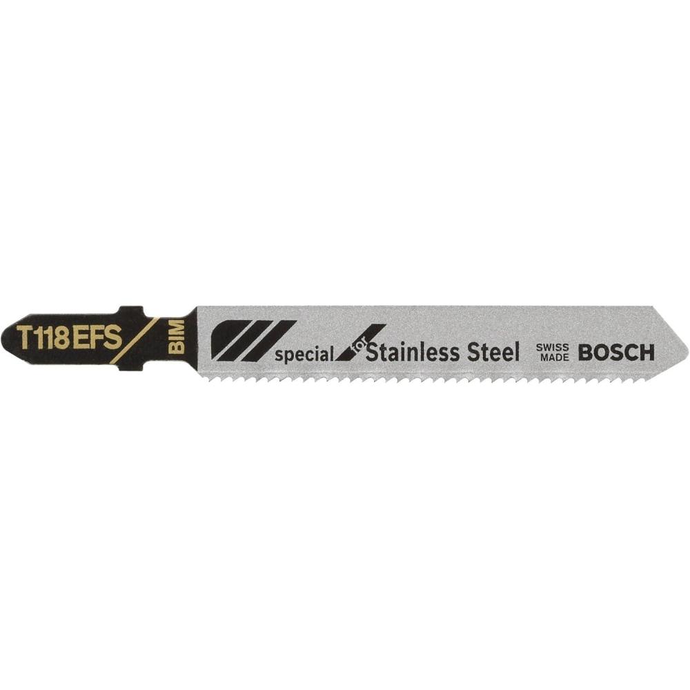 imageBosch T118GFS 5Piece 314 in 36 TPI Basic for Stainless Steel TShank Jig Saw BladesStainless Steel