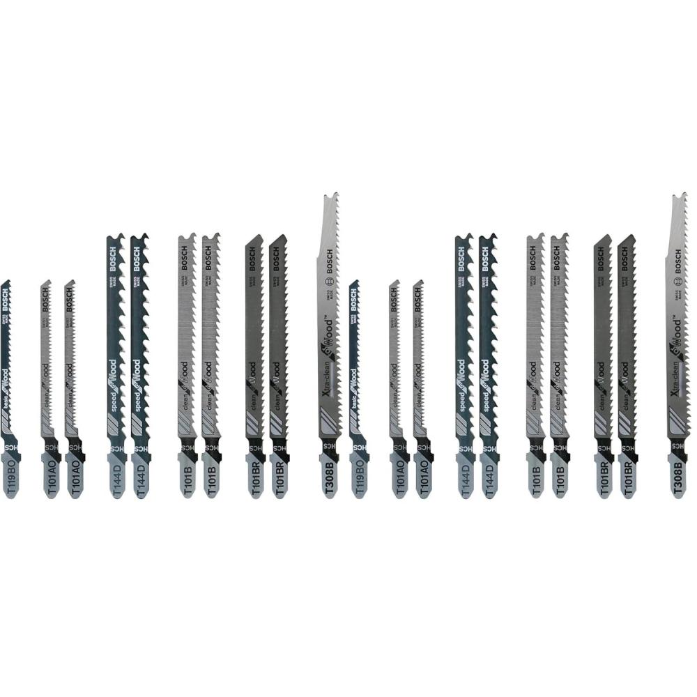 imageBosch TShank Jig Saw Blade Set 10 Pieces 314 458 620 TPI In Robust Case For WoodOne Size Pack of 2