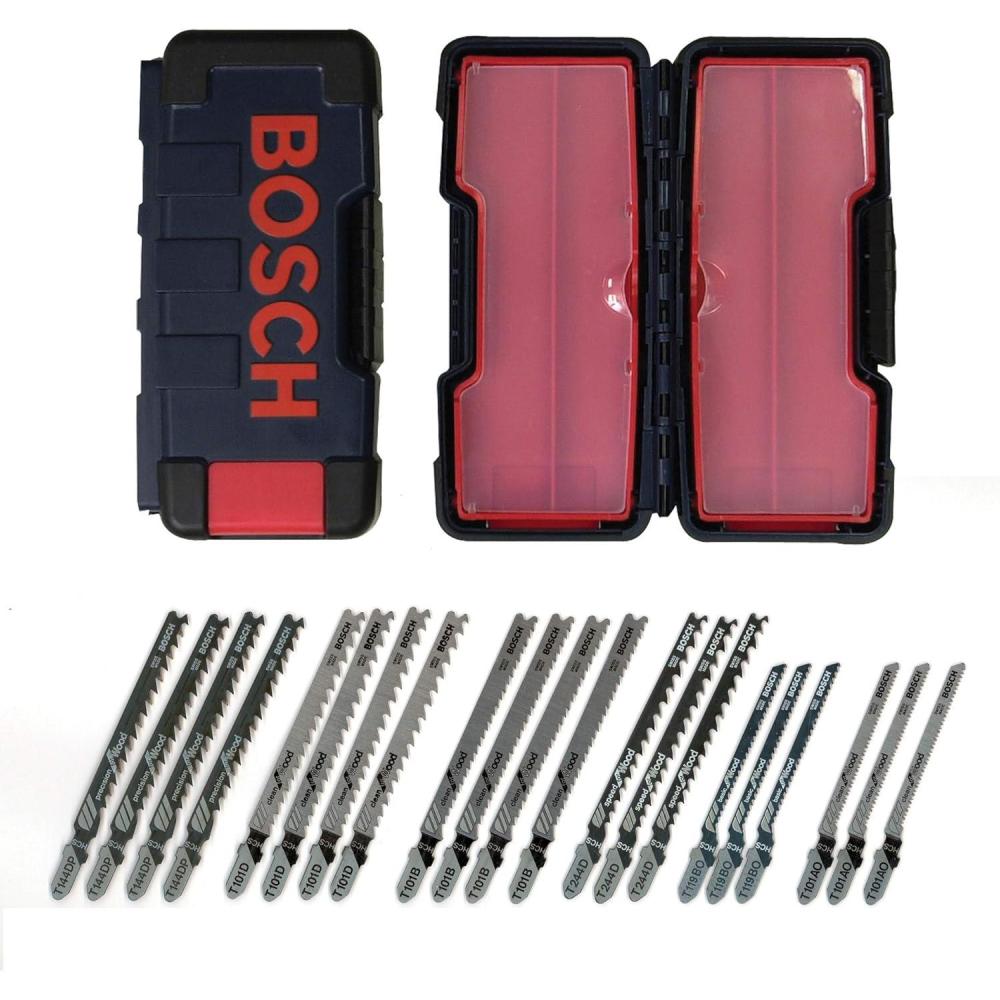 imageBosch TShank Jig Saw Blade Set TW21HC 21 Pieces 314 4 620 TPI In Brute Tough Case For Wood
