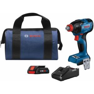 BOSCH GDX18V-1860CB15 18V Connected-Ready Two-In-One 1/4 In. and 1/2 In. Bit/Socket Impact Driver/Wrench Kit with (1) CORE18V 4 Ah Advanced Power Battery(w/ 18V 4 Ah Battery)