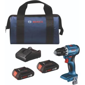 BOSCH GSR18V-400B22 18V Compact Brushless 1/2 In. Drill/Driver Kit with (2) 2 Ah Standard Batteries(Drill/Driver Kit w/ (2) 2.0 Ah Batteries)