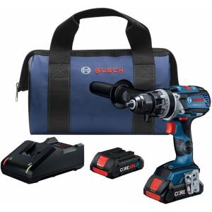 BOSCH GSR18V-975CB25 18V Brushless Connected-Ready 1/2 In. Drill/Driver Kit with (2) CORE18V 4 Ah Advanced Power Batteries(w/ (2) 18V 4 Ah Batteries)