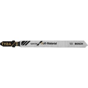 BOSCH T113A3 3-Pack 4 In. Knife Edge T-Shank Jig Saw Blades Ideal for Applications in Soft Materials, Cardboard, Leather, Carpeting, Polystyrene