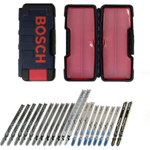 BOSCH T-Shank Jig Saw Blade Set, 21 Pieces, 3-5/8” – 5-1/4”, 5-24 TPI, In Brute Tough Case, For Wood, Metal, All Purpose/Multi-Material, And Fiber Plaster