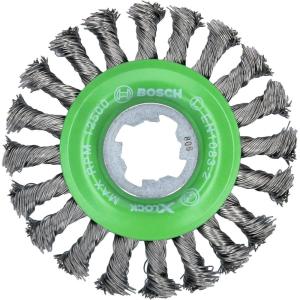 BOSCH WBX418 4-1/2 In. X-LOCK Arbor Tempered Steel Crimped Wire Wheel For Applications in De-burring, Removing Oxides, Flash Removal, Edge Blending(Stainless Steel Wire Wheel)