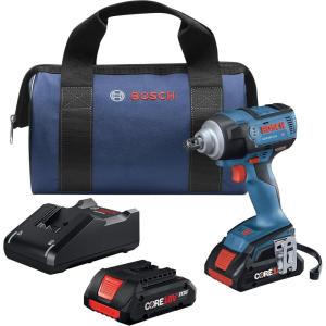 Bosch GDS18V-221B25 18V EC Brushless 1/2 In. Impact Wrench Kit with (2) CORE18V 4.0 Ah Compact Batteries(w/ (2) 18V 4 Ah Batteries)