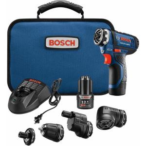 Bosch GSR12V-140FCB22 12V Max Drill/Driver with 5-In-1 Flexiclick® System and (2) 2.0 Ah Batteries(Flexiclick)