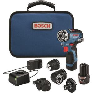 Bosch GSR12V-300FCB22 12V Max Drill/Driver with 5-In-1 Flexiclick® System with (2) 2.0 Ah Batteries(Industrial)