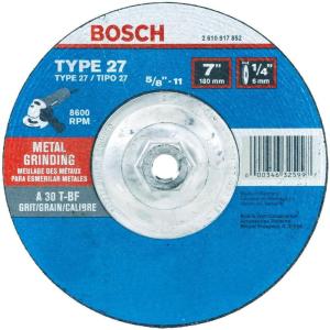 Bosch GW27M701 Type 27 Metal Grinding Wheel, 7-Inch 1/4 by 5/8-11-Inch Arbor (Pack of 1)