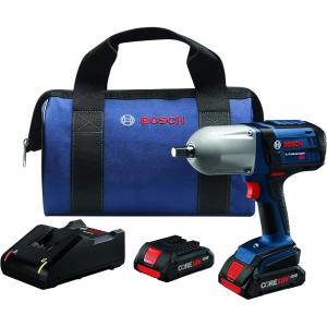 Bosch HTH181-B25 18V High Torque Impact Wrench w/Pin Detent w/ (2) 4.0 Ah CORE Compact Batteries