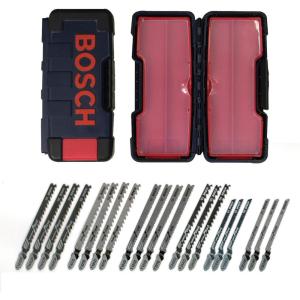 Bosch T-Shank Jig Saw Blade Set TW21HC, 21 Pieces, 3-1/4” – 4”, 6-20 TPI, In Brute Tough Case, For Wood