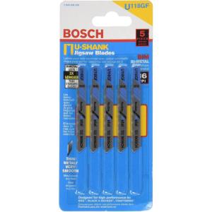 Bosch U118GF 5-Piece 2-3/4 In. 36 TPI Flexible for Metal U-shank Jig Saw Blades