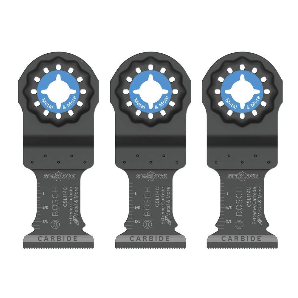 imageBOSCH 114 Inch OSL114C3 Starlock Carbide Plunge Cut Blade 3Pack Professional Oscillating MultiTool Accessory with 3D Fit Interface 30X Longer Life Compatible with OIS Tools114 In