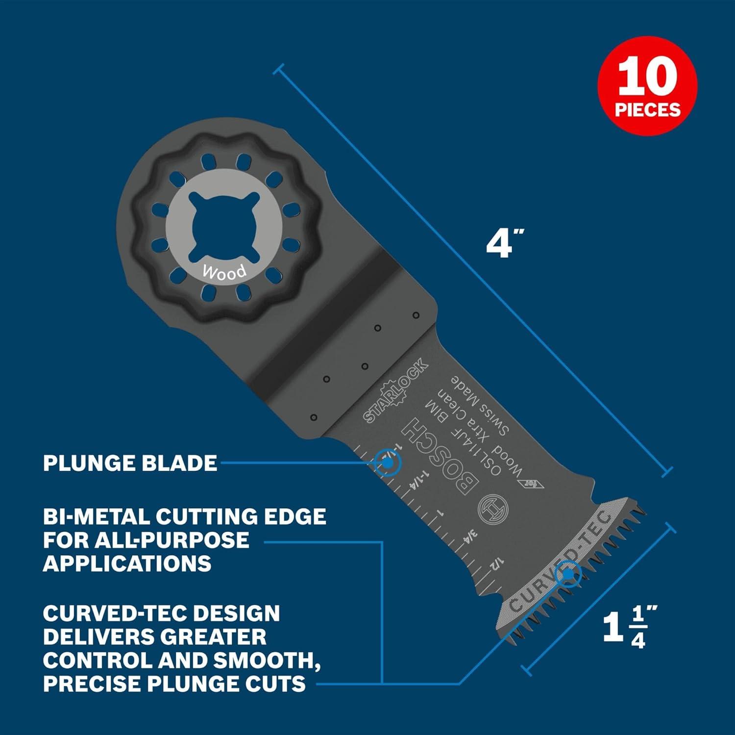 imageBOSCH 114 Inch OSL114C3 Starlock Carbide Plunge Cut Blade 3Pack Professional Oscillating MultiTool Accessory with 3D Fit Interface 30X Longer Life Compatible with OIS Tools114 in