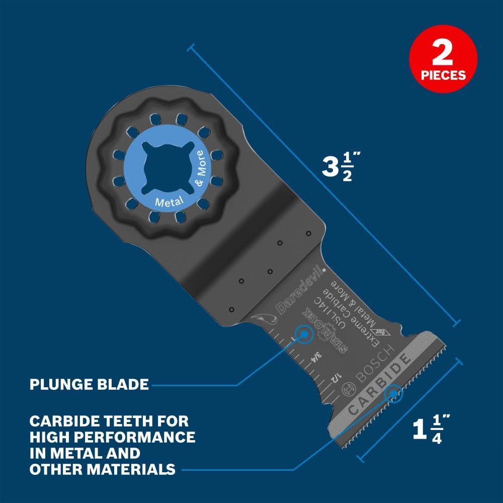 imageBOSCH 114 Inch OSL114C3 Starlock Carbide Plunge Cut Blade 3Pack Professional Oscillating MultiTool Accessory with 3D Fit Interface 30X Longer Life Compatible with OIS Tools114 In