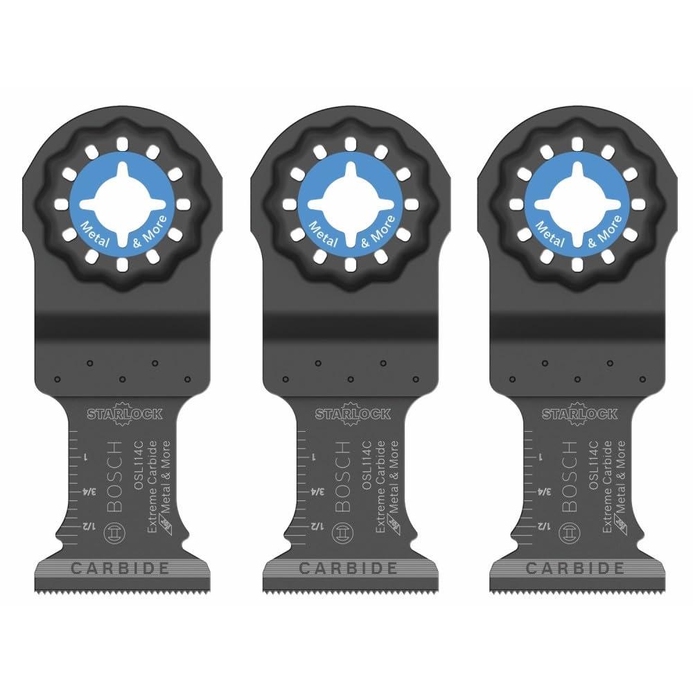imageBOSCH 114 Inch OSL114C3 Starlock Carbide Plunge Cut Blade 3Pack Professional Oscillating MultiTool Accessory with 3D Fit Interface 30X Longer Life Compatible with OIS Tools114 In